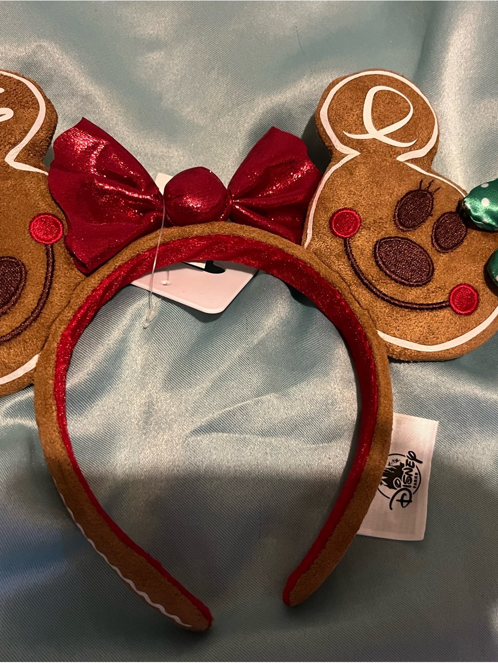 Disney Red Bow Gingerbread Minnie Mouse Ear Headband - Picture 1 of 2